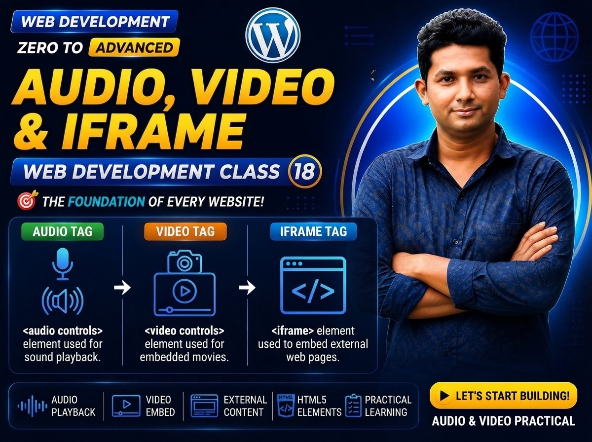 Audio, Video & Iframe — Web Development Class 18