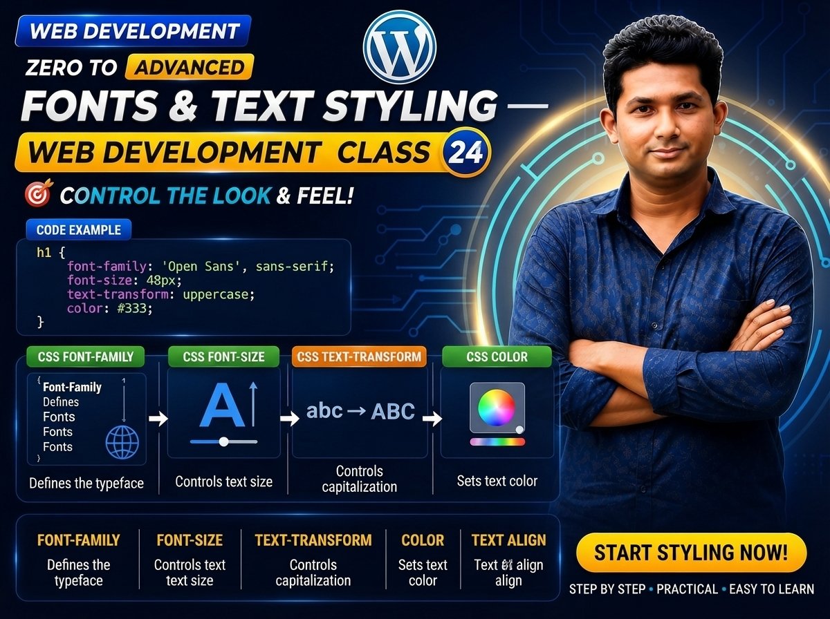 Fonts & Text Styling — Web Development Class 24