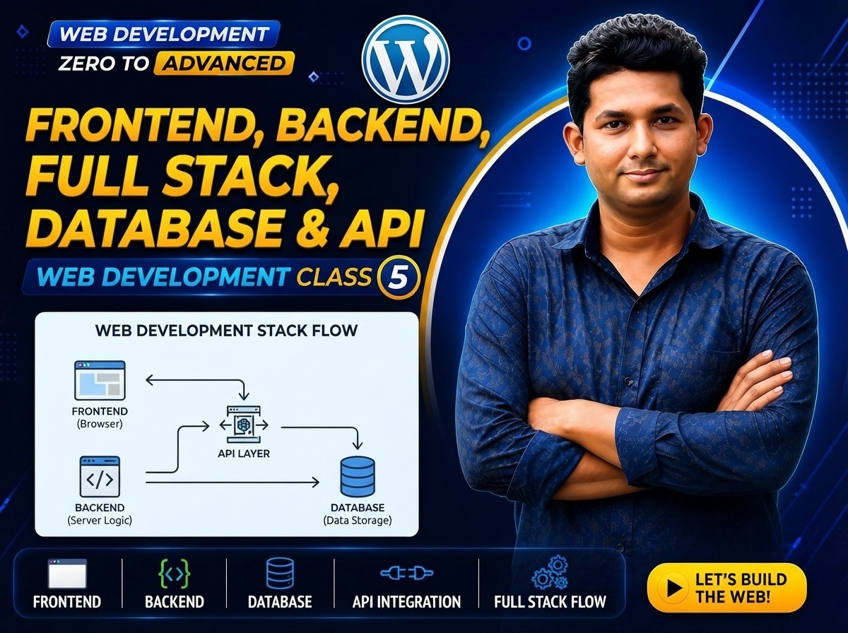Frontend, Backend, Full Stack, Database & API — Web Development Class 5