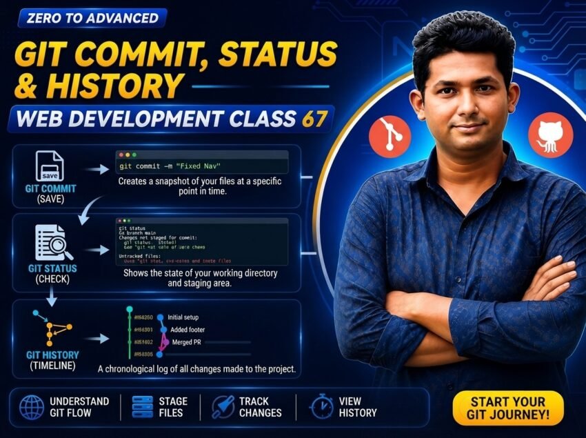 Git Commit, Status & History — Web Development Class 67