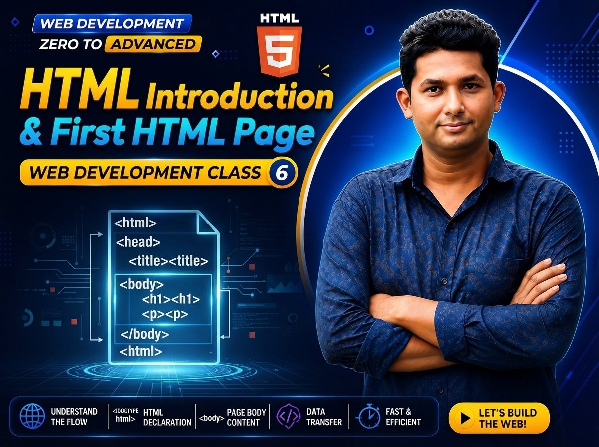 HTML Introduction & First HTML Page — Web Development Class 6