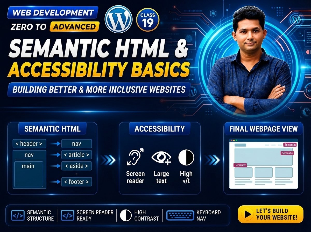 Semantic HTML & Accessibility Basics — Web Development Class 19