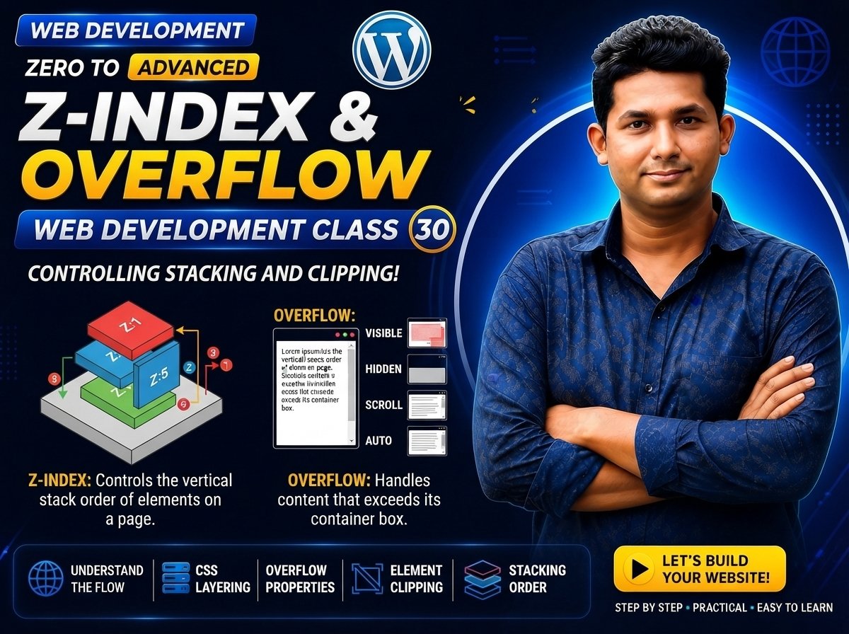 Z-index & Overflow — Web Development Class 30